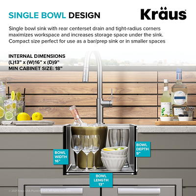 Kraus Kore 33 in. Drop-In / Undermount Workstation16 Gauge Stainless Steel  Single Bowl Kitchen Sink with Accessories 