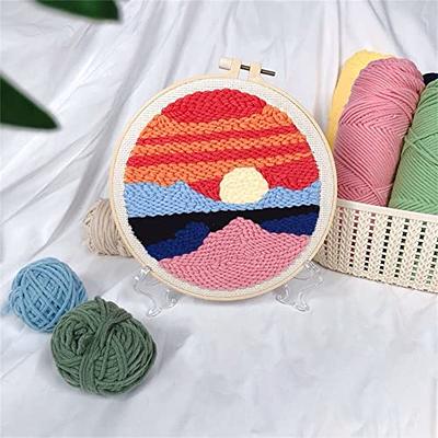 Punch Needle Embroidery Kit for DIY Starters Yarn Fabric Hoop Threader Full  Set