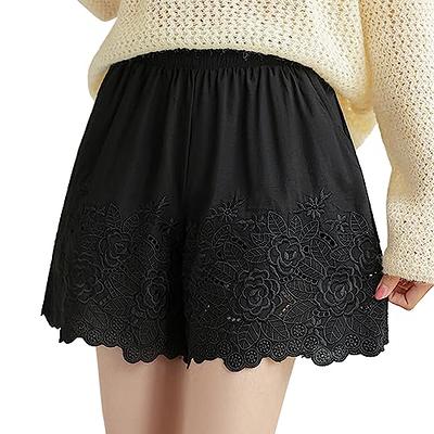 Women Floral Lace Pettipants Embroidery Elastic Waist Cotton Lounge Shorts  Underwear with Pockets Black - Yahoo Shopping