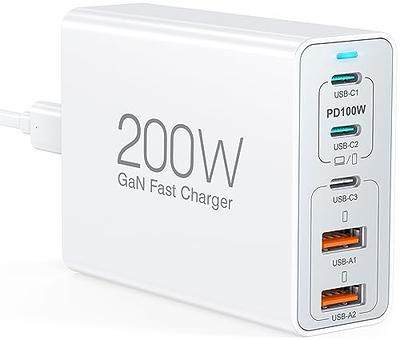 200W USB C Desktop Charger - 6 Ports GaN Power Adapter & Fast Charging