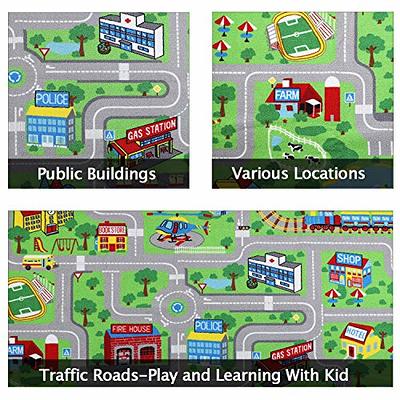 Kids Car Road Rugs City Map Play Mat for Classroom/baby Room Non