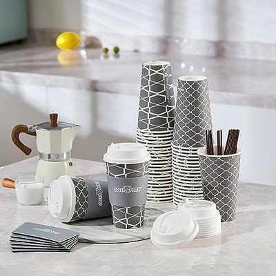 Comfy Package [100 Sets - 16 oz.] Disposable Coffee Cups with Lids,  Sleeves, Stirrers - To Go Paper Hot Cups - Yahoo Shopping