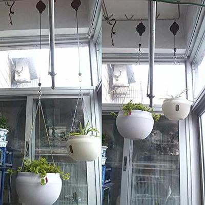 EWONICE 4Pack Retractable Plant Pulley Hanging Basket Hooks, Adjustable  Rope Clip Hanger for Garden Hanging Basket Pots Indoor & Outdoor Use -  Yahoo Shopping