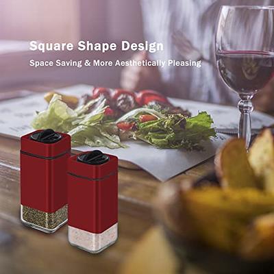 Red Salt and Pepper Shakers by Aelga, Salt Shaker with Adjustable