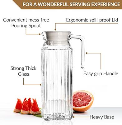 Glass Pitcher with Lid – Set of 2 34Oz Glass Water Pitcher – Cold Water  Carafe For Ice Tea, Lemonade, Coffee – Elegant and Modern – Practical Spout