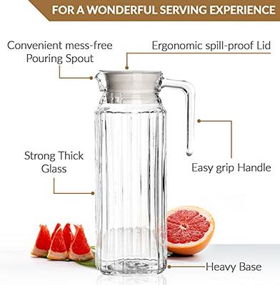 UMIEN Carafe Pitcher Clear Beverage Carafes with Flip Top Lid for Water,  Iced Tea, Mimosas, Laundry Detergent, Milk, Juice Easy Pour BPA Free  Plastic Drink Container, 50 Ounce (Square - 2 Pack) 