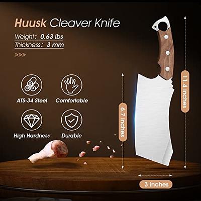 Huusk Knife Japan Kitchen Upgraded Viking Knives with Sheath Hand Forged  Butcher for Meat Cutting Japanese Cooking Sharp Cleaver Chef and Outdoor