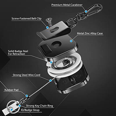  RFID-Compatible ID Badge Holder with Retractable Reel, Belt  Clip, Stainless-Steel Cable, and Bottle Opener (Pack of 1) : Office Products