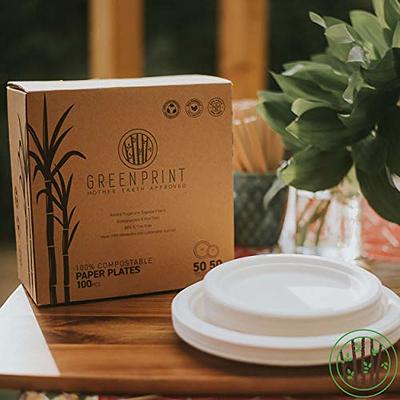 Greconv Paper Plates 6 inch, 50 Pack Small Paper Plates, Eco Friendly  Disposable Plates Made of Sugarcane Fibers, 100% Compostable Paper Plates