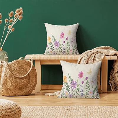 Spring Pillow Covers 18x18 Set Of 4 Outdoor Farmhouse Throw