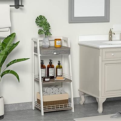 4-tier Wood Free Standing Bathroom Floor Shelf, Freestanding Tower