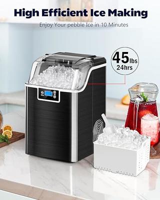 Kndko Nugget Countertop Ice Maker,45lbs/Day,Pebble Ice Maker Machine with  24-Hour Timer, Self-Cleaning Crushed ice Maker with Chewy Ice for Home &  Kitchen Party,RV,Black - Yahoo Shopping