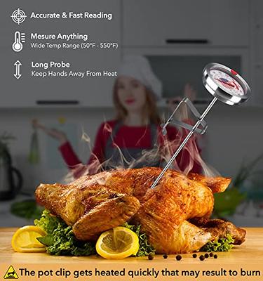 Candy Deep Fry Thermometer with Pot Clip - Candy Thermometer Very Accurate  & Fast Read Food Thermometer, Mechanical Meat Thermometer for Grilling, Candle Making Thermometer