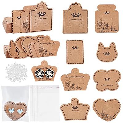 200PCS Earring Cards for Selling with 200PCS Bags Brown Earring