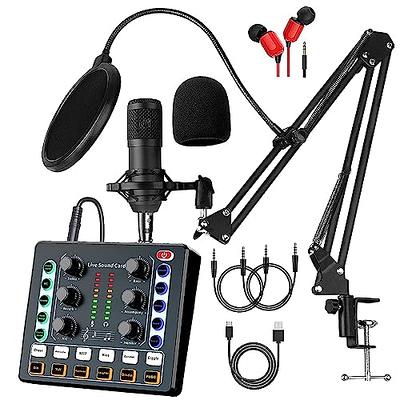 Podcast Equipment Bundle, tenlamp Audio Mixer with Live Sound Card