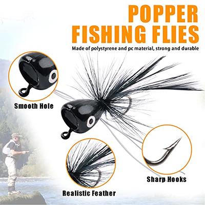 Fly Fishing Poppers, Topwater Fishing Lures Kit Bass Poppers Flies