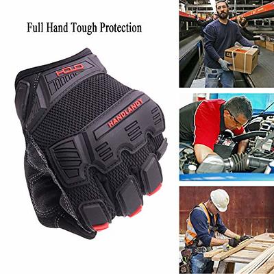 AIGEVTURE Heavy Duty Synthetic Leather Impact Work Gloves Men, Mechanic Gloves, Sensitive Touch Screen Flexible Grip Gloves for Work