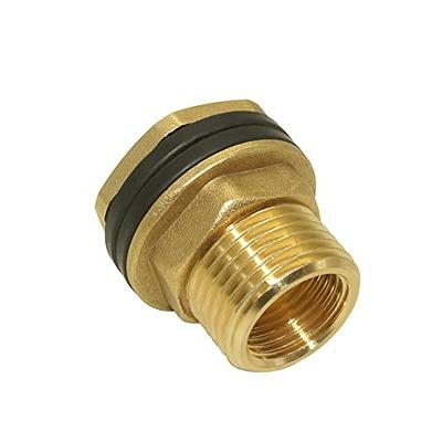 Hooshing Brass Bulkhead Fitting 1/2 Female 3/4 Male Water Tank Connector  Threaded with Rubber Ring - Yahoo Shopping