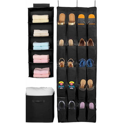  5 Tier Closet Hanging Organizer, Clothes Hanging Shelves with 4  Hanging Hooks 5 S Hooks, Wire Storage Basket Bins, for Clothing Sweaters  Shoes Handbags Clutches Accessories Patent Design-White : Home & Kitchen