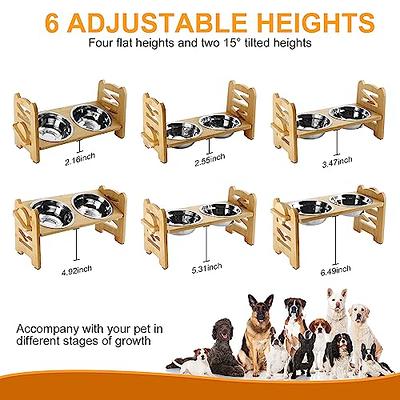 Elevated Dog Bowls Adjustable 3 Heights Raised Pet Feeder for