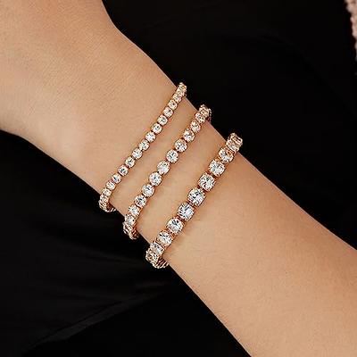 PAVOI 14K Gold Plated 3mm Cubic Zirconia Classic Tennis Bracelet, Gold  Bracelets for Women