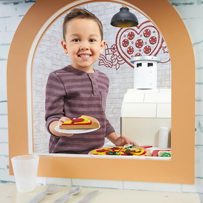 Little Tikes Real Wood Cafe & Bakery 20-Piece Wooden Pretend Play Kitchen  Toys Playset, Realistic Lights & Sounds, Dual-Sided Play, Multi-Color- For