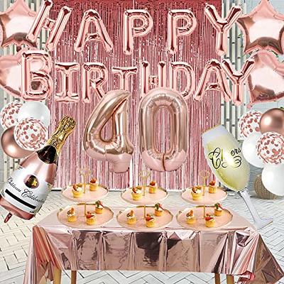 Happy Birthday Cake Toppers, Rose Gold Stars Cake Toppers Confetti Balloon  Cake Topper For Girl Kid Women Party Decor