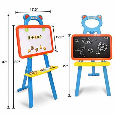 Kraftic Deluxe Standing Art Easel for Kids - Toddler Drawing Chalkboard,  Magnetic Whiteboard, Dry Erase Board, Paper Roll and Accessories