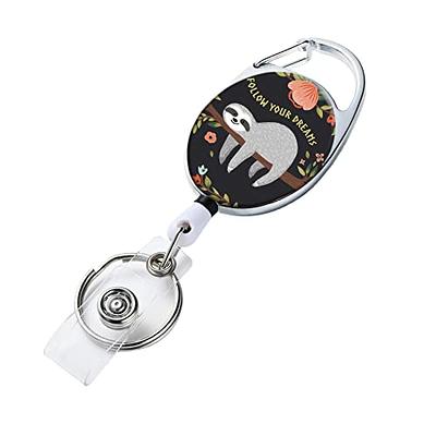 Selizo Retractable Badge Holder with Keychain Ring Clip Metal Badge Reel with Plastic ID Holder and Heavy Duty Name Card Holder for ID Card Key Card