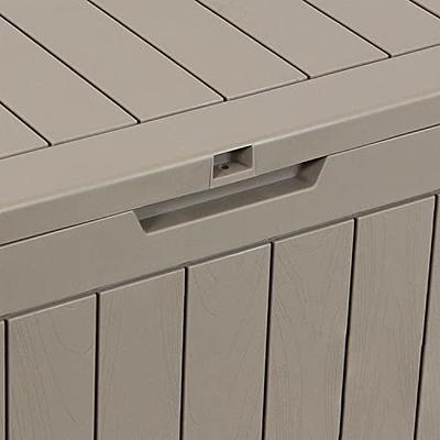 Sunnydaze Lockable Outdoor Small Deck Box with Storage and Side Handles - 32-Gal. - Driftwood