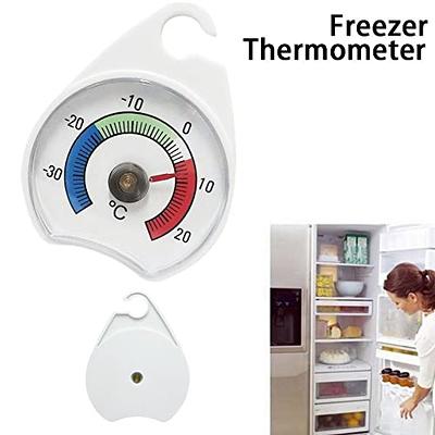 2 Pack Refrigerator Thermometer, Classic Fridge Thermometer Large Dial,Stainless Steel Freezer Thermometer with Red Indicator Thermometer - Freezers