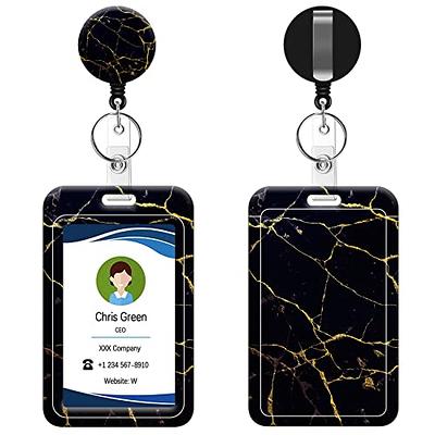 Badge Holder Retractable Badge Reel with Belt Clip, Vertical ID Name Card Badge  Holder Case, Nurse Doctor Office School Teacher Name Credit Card Pocket(A1-1P  Black Marble) - Yahoo Shopping