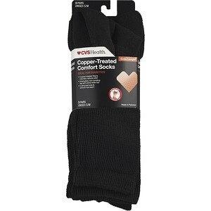 CVS Health Copper-Infused Crew Comfort Socks Unisex, 3 Pairs, S/M, Black -  3 ct - Yahoo Shopping