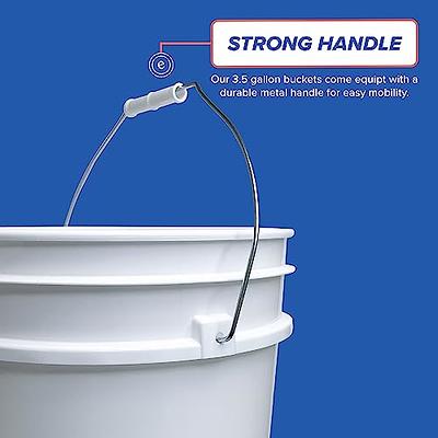 3.5-Gallon White Plastic Bucket with Lid - Durable 90 Mil All