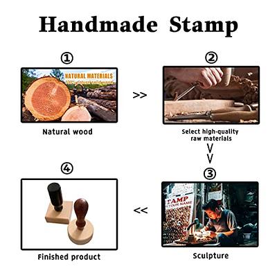 Personalized Stamp with Logo Name - Custom Rubber Stamp with Wood Handle  Customized Soap Stamps Multiple Size for Business - Square 1