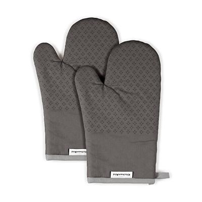 ARCLIBER Oven Mitts 1 Pair of Quilted Lining - Heat Resistant Kitchen Gloves,Flame Oven Mitt Set,Grey