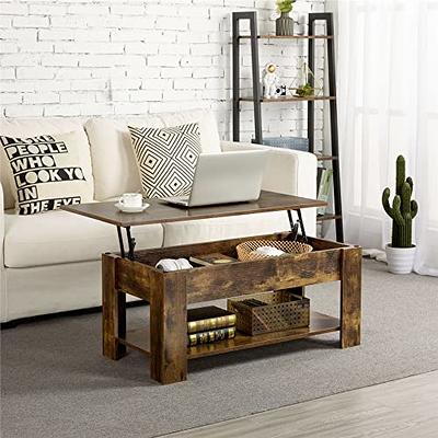 WLIVE Wood Lift Top Coffee Table with Hidden Compartment and Adjustable  Storage Shelf, Lift Tabletop Dining Table for Home Living Room, Office,  Rustic