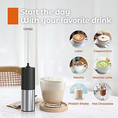 Rechargeable Milk Frother Handheld with USB-C Cable, Electric Drink Mixer  with S/S Whisk, 14000RPM Electric Whisk/Coffee Frother for Latte, Matcha,  Protein Powder, Hot Chocolate (Black) - Yahoo Shopping