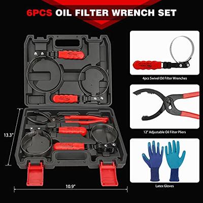 BETOOLL 6pcs Oil Filter Wrench Set, Swivel Oil Filter Wrench, 2-3/4 -  5-1/4(68.85-133.35mm), 12” Adjustable Oil Filter Plier, Adjustable Oil  Filter Removal Tool - Yahoo Shopping