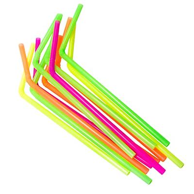 Flexible Plastic Drinking Straws, 10.2 Inches Extra Long Colorful