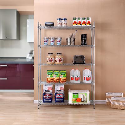 Style Selections Steel 4-Tier Utility Shelving Unit (35.7-in W x 14-in D x  53-in H), Chrome in the Freestanding Shelving Units department at