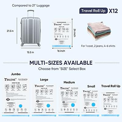 Hibag 12 Travel Compression Bags, Hibag 12-Pack Roll-up Space Saver Storage  Bags for Travel, Suitcase Size (12-Travel)