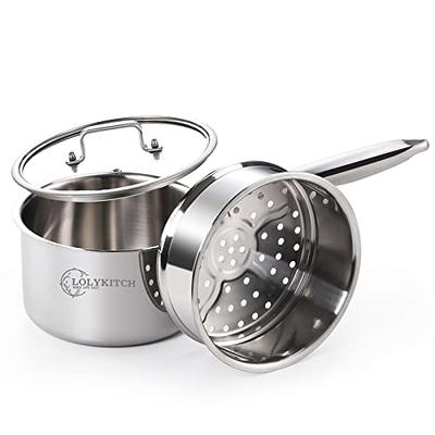 DELARLO Whole body Tri-Ply Stainless Steel induction Cooking Small Saucepan  With Lid,Heavy Bottom milk