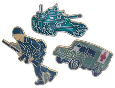 Novel Merk Tank, Ambulance, & G.I. Soldier Military Vehicle Lapel