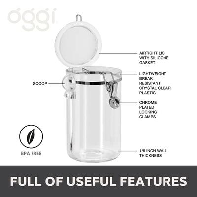 OGGI Clear Canister Airtight 59oz - Clamp Lid & Spoon - Airtight
