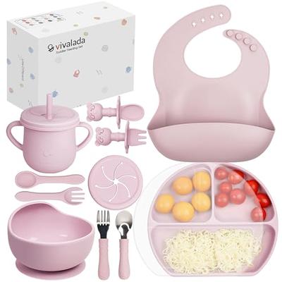 Roeko Baby Feeding Set with Lid - Baby Led Weaning Supplies - Suction  Plates for Baby - Sippy Cup