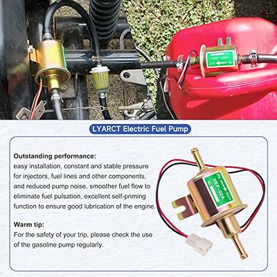 LYARCT Universal 12V Electric Fuel Pump Inline Low Pressure Gas Diesel Fuel  Pump Metal Solid Petrol 12V For Motorcycle Carburetor ATV Trucks Boats For  Gasoline or Diesel Engine 2.5-4psi HEP-02A - Yahoo