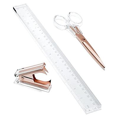 OfficeGoods 3 Piece Acrylic Desk Set - Includes Ruler, Staple Remover,  Scissors - Functional & Elegant Desk Accessories - Stationery Tools for  Home, Office, and School - Clear with Rose Gold Metal - Yahoo Shopping