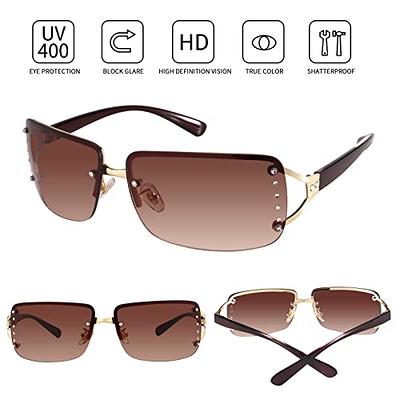  Dollger Beige Rectangle Sunglasses For Women Men Trendy  Rectangular Shade sunglasses Beige : Clothing, Shoes & Jewelry