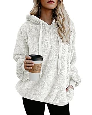 Acelitt Womens Winter Zip Fuzzy Sherpa Sweatshirts Long Sleeve Fashion 2023 Oversized  Fleece Casual Hoodies Jacket Pullover Sweaters White Medium - Yahoo Shopping